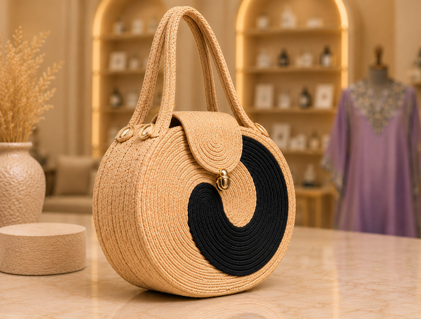Yellow & Black Striped Cotton Rope Tote Bag | Handmade Large Shoulder Handbag for Women