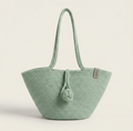 Mint Green Cotton Rope Tote Bag | Handmade Knotted Shoulder Handbag for Women