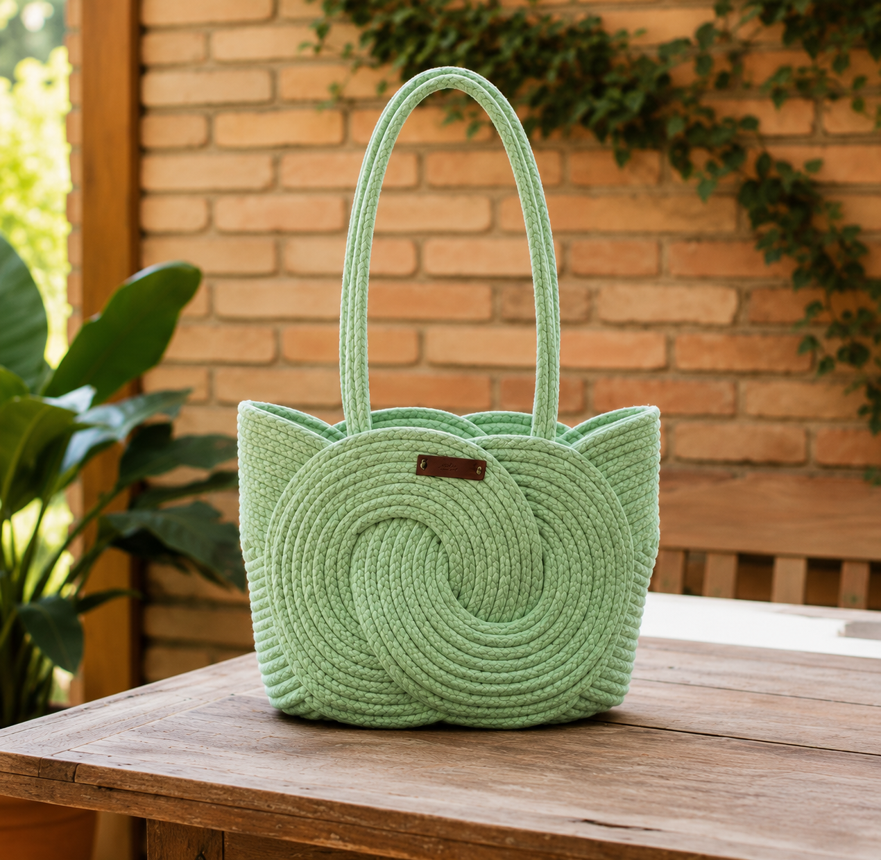 Designer Cotton Rope Tote Bag – Elegant Handmade Woven Purse
