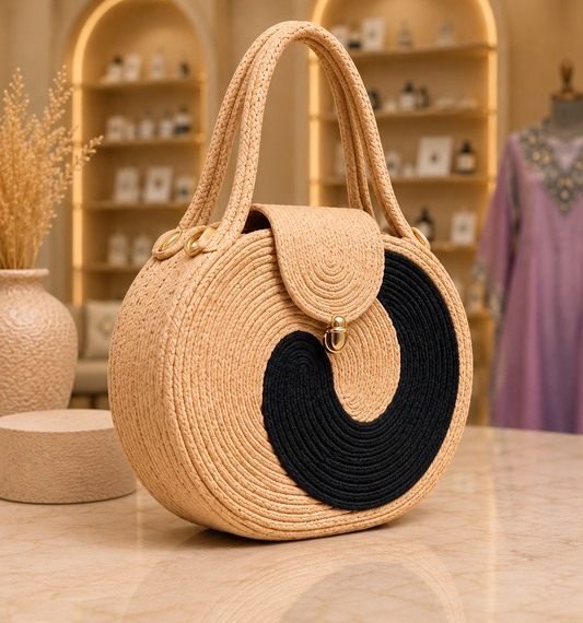 Yellow & Black Striped Cotton Rope Tote Bag | Handmade Large Shoulder Handbag for Women
