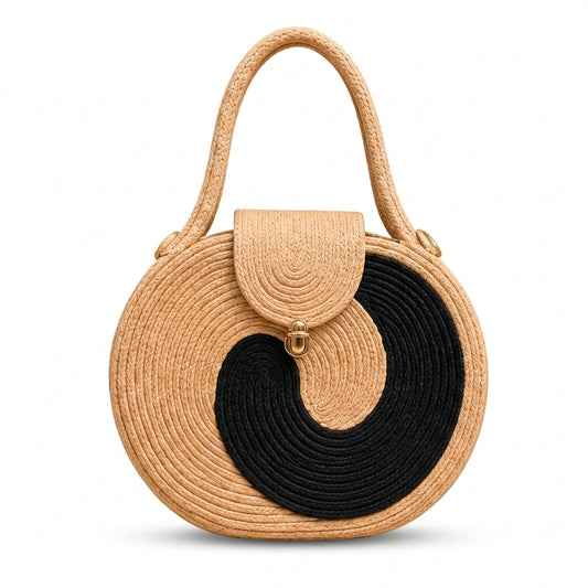 Yellow & Black Striped Cotton Rope Tote Bag | Handmade Large Shoulder Handbag for Women