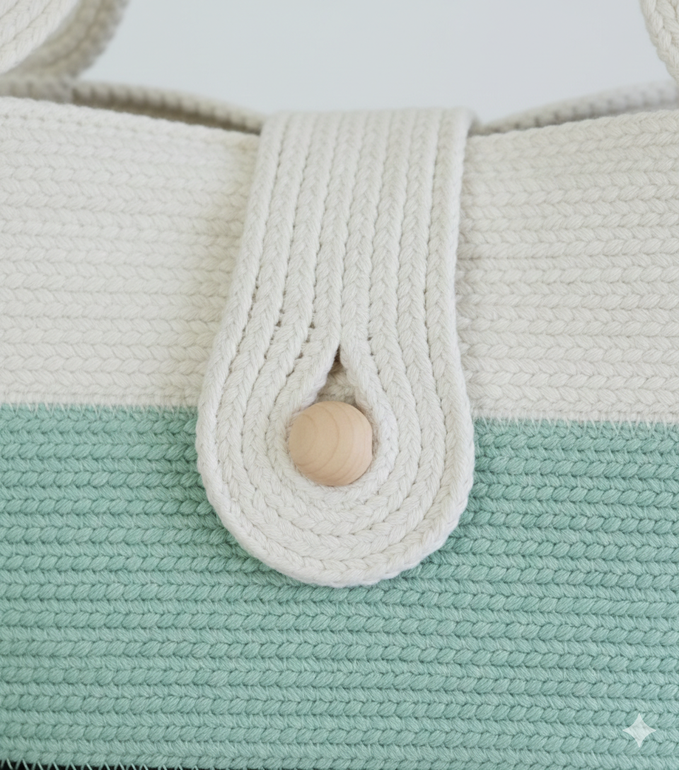 RareBunkar Serene Stripes White & Green Jute & Cotton Women’s Bag