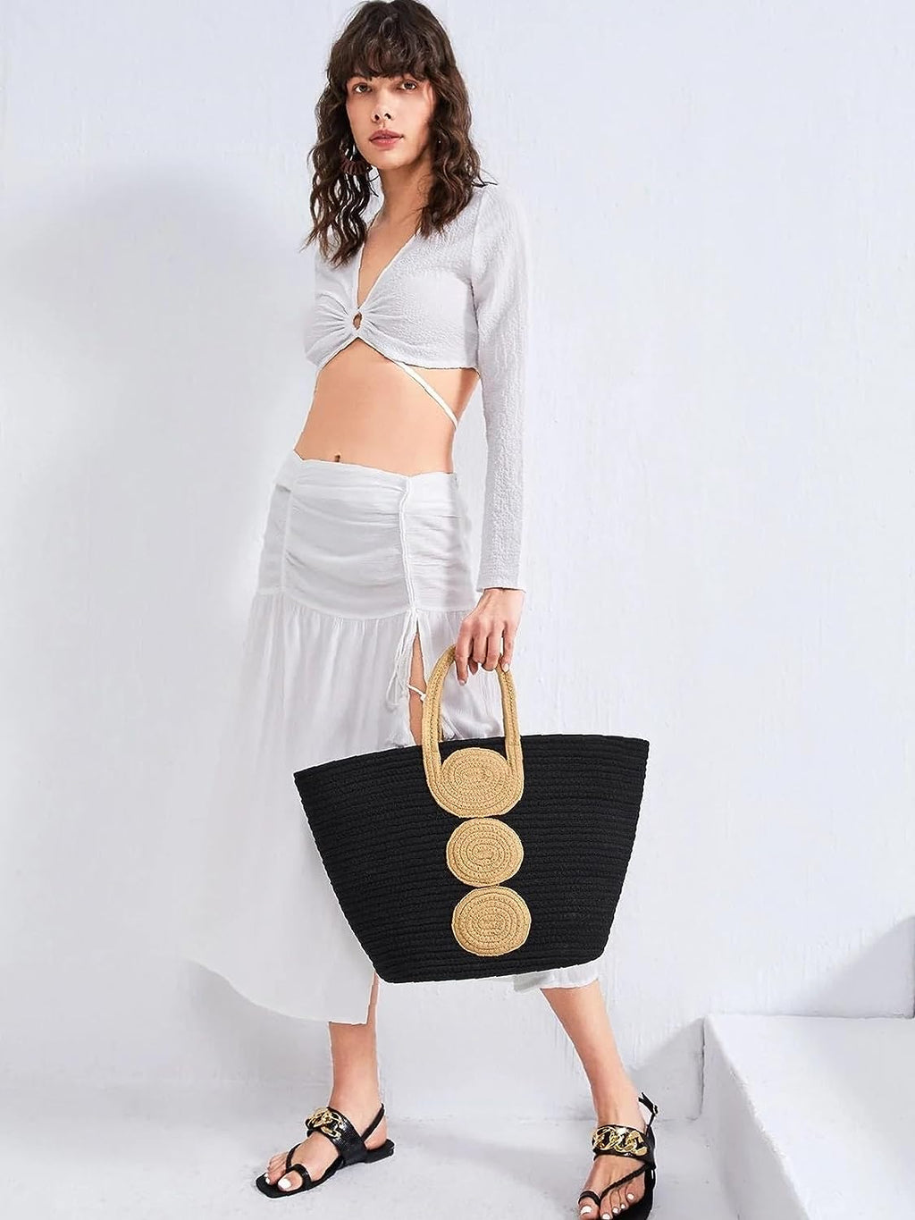 Midnight Mechanics Stylish Cotton & Jute Tote Bag with Gear Print for Women