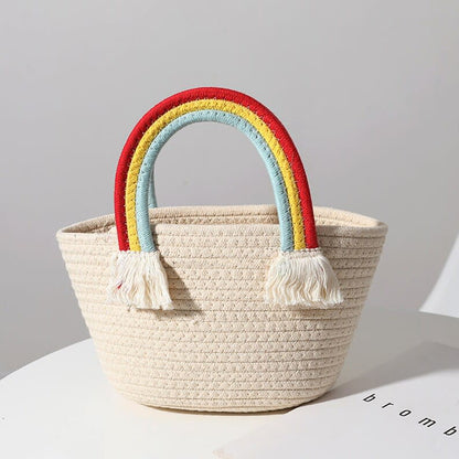 Sustainable Satchels Jute & Cotton Women Bags  Edition in white-multi-handle