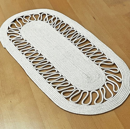 Cotton Rope/ Jute /Small Dry grass/Natural Cane/Chic Dry Grass Bag/Super Area Rugs/All Natural Soft Jute Braided Hand-Woven Rug Natural White Pyal Oval Mat