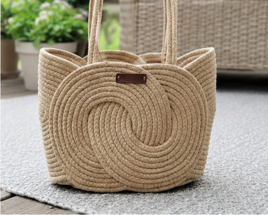 Boho Cotton Rope Tote Bag – Handmade Woven Women's Handbag