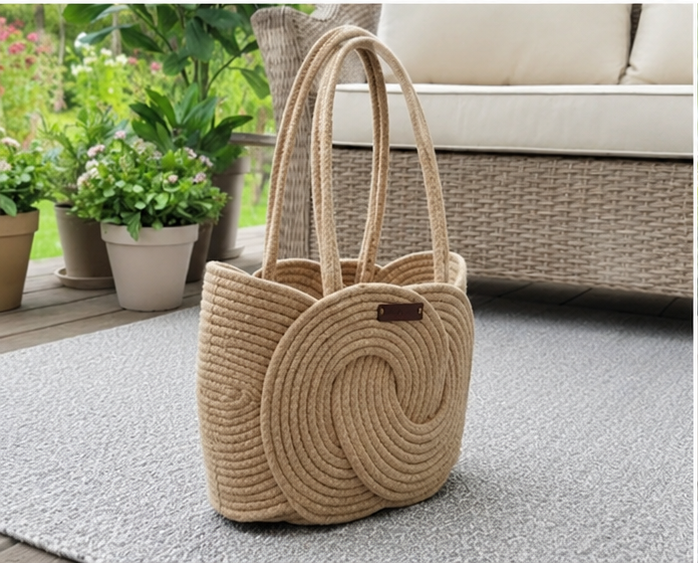 Boho Cotton Rope Tote Bag – Handmade Woven Women's Handbag