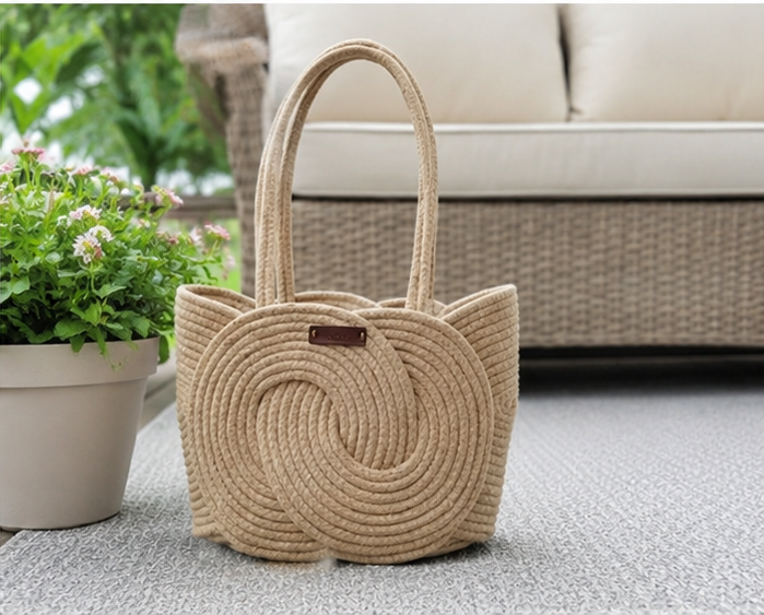 Boho Cotton Rope Tote Bag – Handmade Woven Women's Handbag