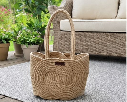 Boho Cotton Rope Tote Bag – Handmade Woven Women's Handbag